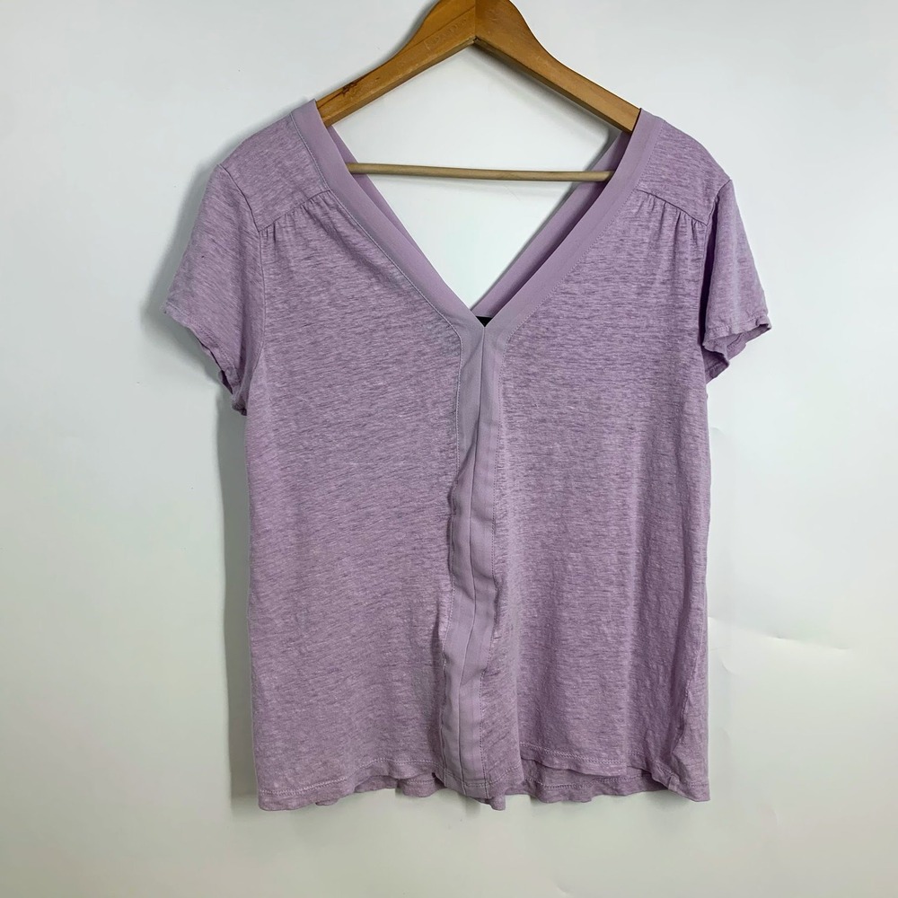 Sanctuary Lavender Heathered‎ V-Neck Short Sleeve Top Purple Tee Size XL